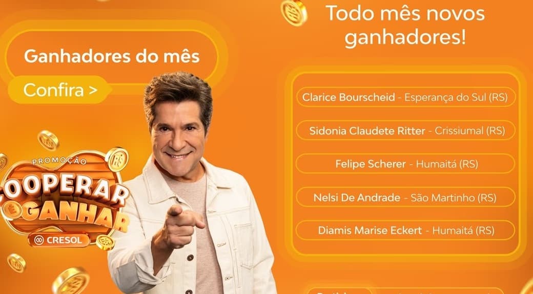 Cresol Cooperar anuncia ganhadores do 4º sorteio da Campanha Cooperar é Ganhar
