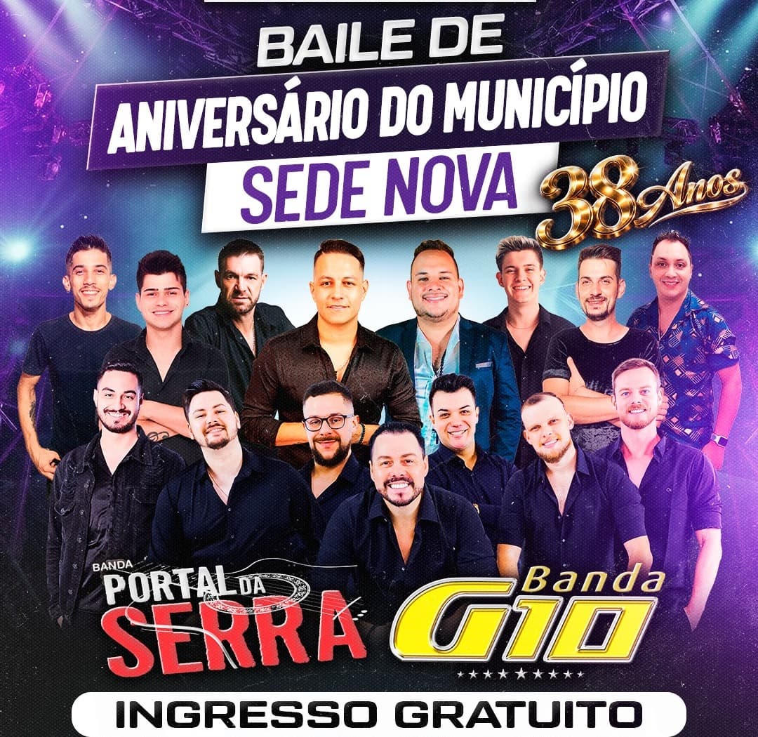 Município Sede Nova prepara noite especial para celebrar aniversário de 38 anos