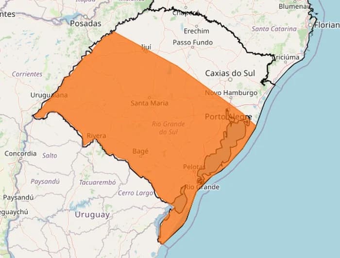 RS tem alerta de perigo para tempestade com chuva e vento de até 100 km/h no fim de semana