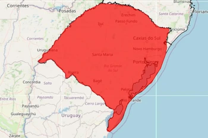 RS tem alerta vermelho para tempestades nesta segunda-feira