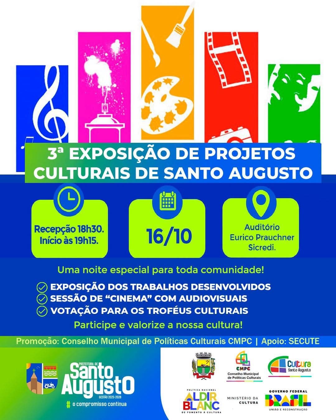 Santo Augusto promove a 3ª Exposição de Projetos Culturais nesta sexta-feira