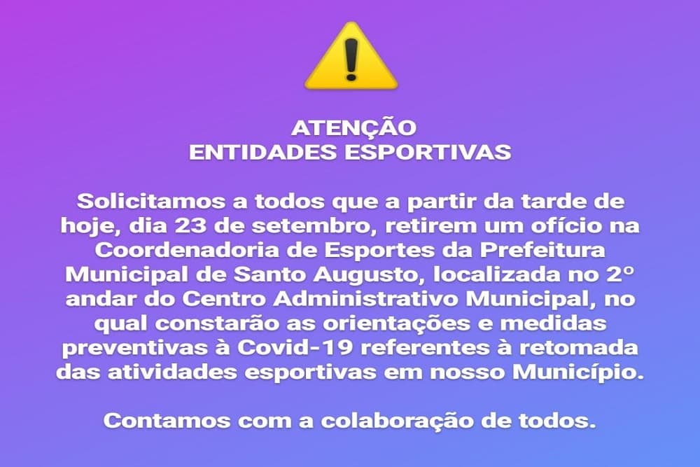 Elaborado material de orientação sobre retomada dos esportes coletivos em Santo Augusto