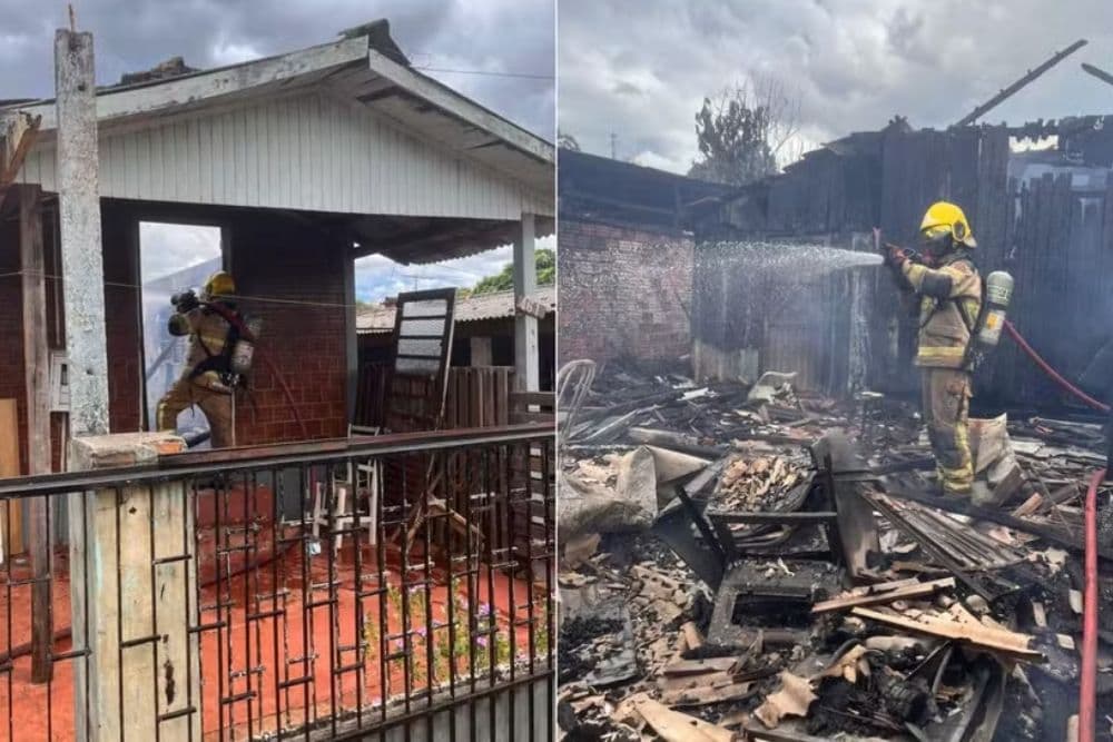 Idoso tem 80% do corpo queimado e outros 3 têm queimaduras de 2º grau após incêndio em Santa Rosa