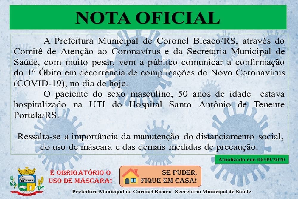 Coronel Bicaco registra primeiro óbito por covid-19