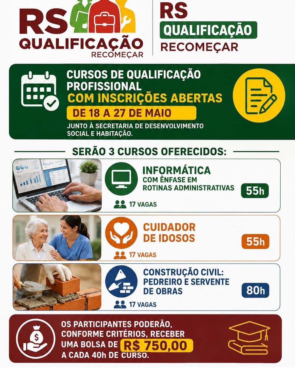 Inscrições abertas para cursos de qualificação profissional em São Martinho