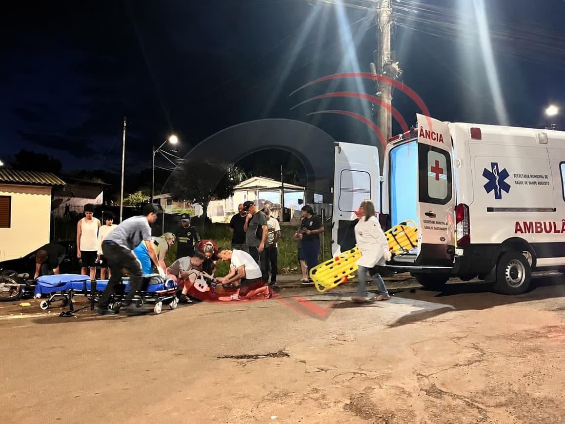 Mulher fica ferida em acidente envolvendo carro e motocicleta em Santo Augusto
