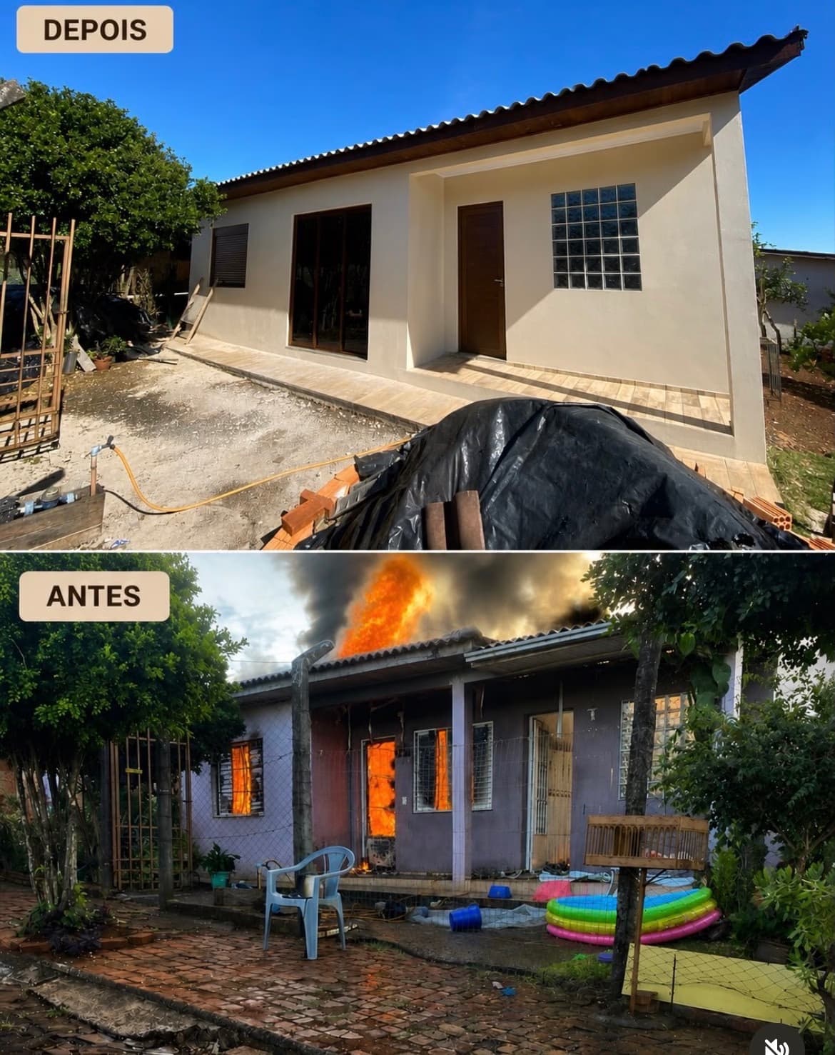 Casa de casal de idosos é reconstruída após incêndio em Santo Augusto